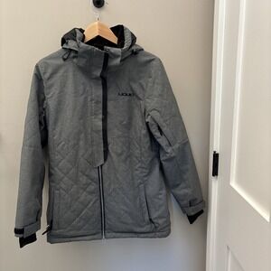 Liquid Snowboard Jacket Women's M Gray Ski Hooded Quilted Insulated Waterproof